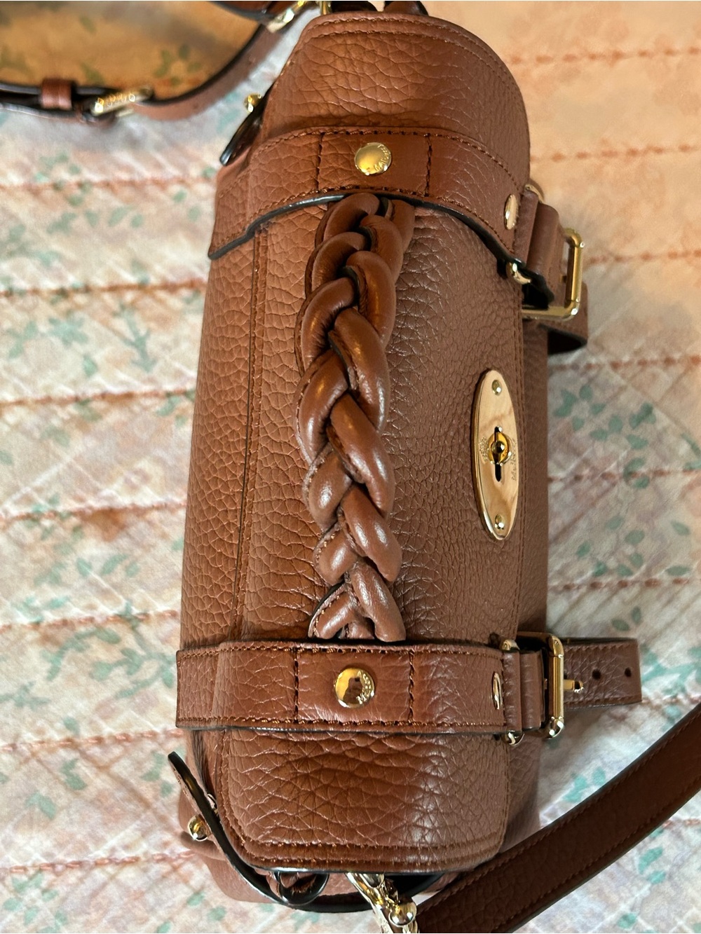 Mulberry Mini Alexa Heavy Grain Leather Satchel Chestnut Brown Retails $1345 EUC - Picture 11 of 17